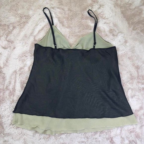 sheer layered cami top with black sequin mesh overlay, soft chiffon underlayer - Picture 4 of 7